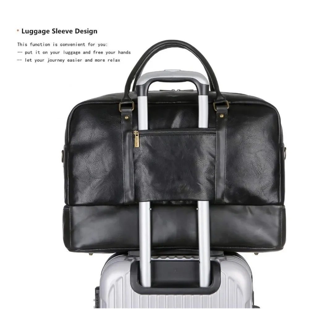 Leather travel duffle bag